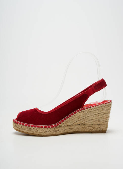 Espadrilles bout ouvert talon de 7 à 9cm rouge LA MAISON DE L'ESPADRILLE femme