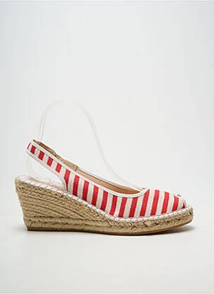Espadrilles tissage satiné talon de 7 à 9cm rouge LA MAISON DE L'ESPADRILLE femme