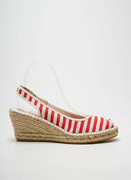 Espadrilles tissage satiné talon de 7 à 9cm rouge LA MAISON DE L'ESPADRILLE femme