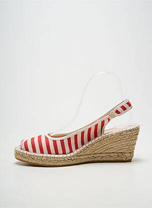 Espadrilles tissage satiné talon de 7 à 9cm rouge LA MAISON DE L'ESPADRILLE femme