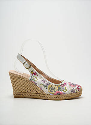 Espadrilles tissage satiné talon de 7 à 9cm beige LA MAISON DE L'ESPADRILLE femme