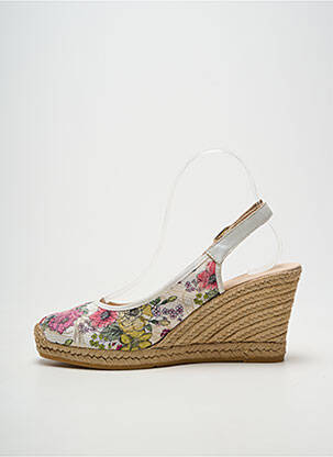 Espadrilles tissage satiné talon de 7 à 9cm beige LA MAISON DE L'ESPADRILLE femme
