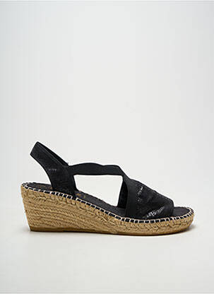Espadrilles tissage satiné talon de 7 à 9cm noir LA MAISON DE L'ESPADRILLE femme