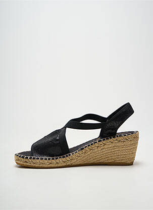 Espadrilles tissage satiné talon de 7 à 9cm noir LA MAISON DE L'ESPADRILLE femme
