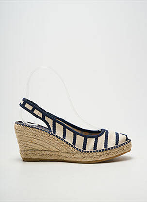 Espadrilles bout ouvert talon de 7 à 9cm bleu LA MAISON DE L'ESPADRILLE femme