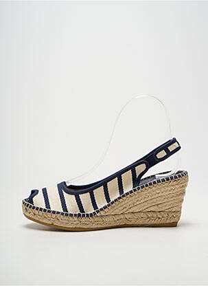 Espadrilles bout ouvert talon de 7 à 9cm bleu LA MAISON DE L'ESPADRILLE femme