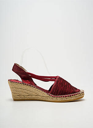 Espadrilles tissage satiné talon de 7 à 9cm rouge LA MAISON DE L'ESPADRILLE femme