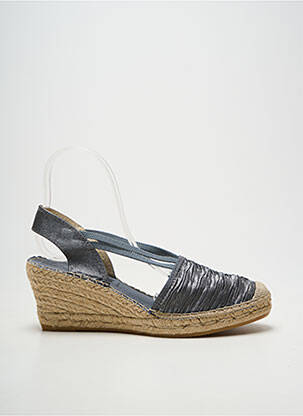 Espadrilles tissage satiné talon de 7 à 9cm gris LA MAISON DE L'ESPADRILLE femme
