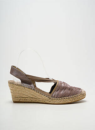 Espadrilles tissage satiné talon de 7 à 9cm beige LA MAISON DE L'ESPADRILLE femme