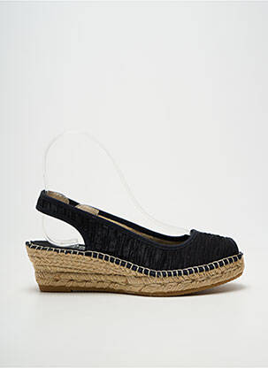 Espadrilles tissage satiné talon de 4 à 6cm noir LA MAISON DE L'ESPADRILLE femme