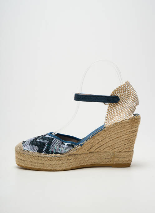 Espadrilles tissage satiné talon haut de 10cm et plus bleu LA MAISON DE L'ESPADRILLE femme