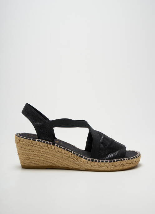 Espadrilles tissage satiné talon de 7 à 9cm noir LA MAISON DE L'ESPADRILLE femme
