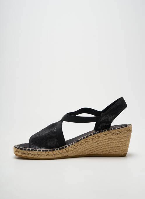 Espadrilles tissage satiné talon de 7 à 9cm noir LA MAISON DE L'ESPADRILLE femme