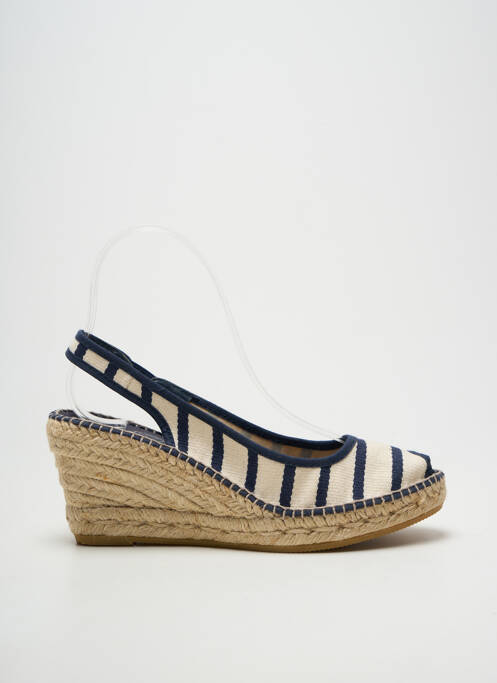 Espadrilles bout ouvert talon de 7 à 9cm bleu LA MAISON DE L'ESPADRILLE femme