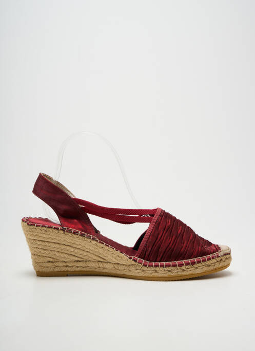 Espadrilles tissage satiné talon de 7 à 9cm rouge LA MAISON DE L'ESPADRILLE femme