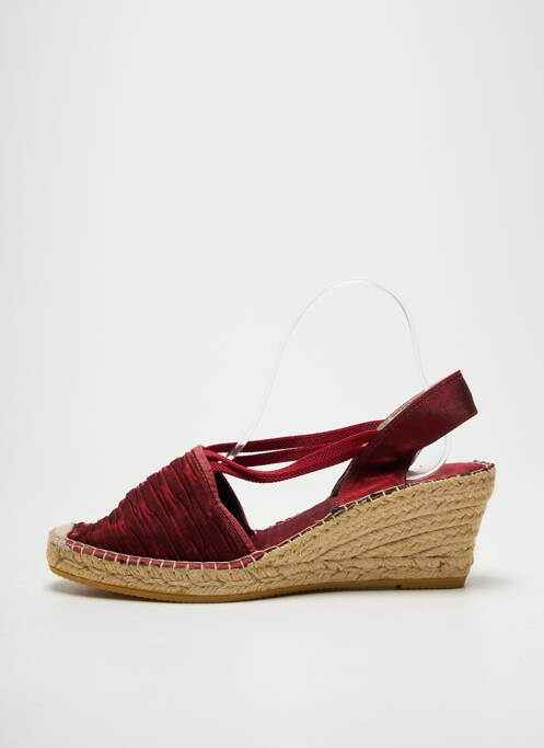 Espadrilles tissage satiné talon de 7 à 9cm rouge LA MAISON DE L'ESPADRILLE femme