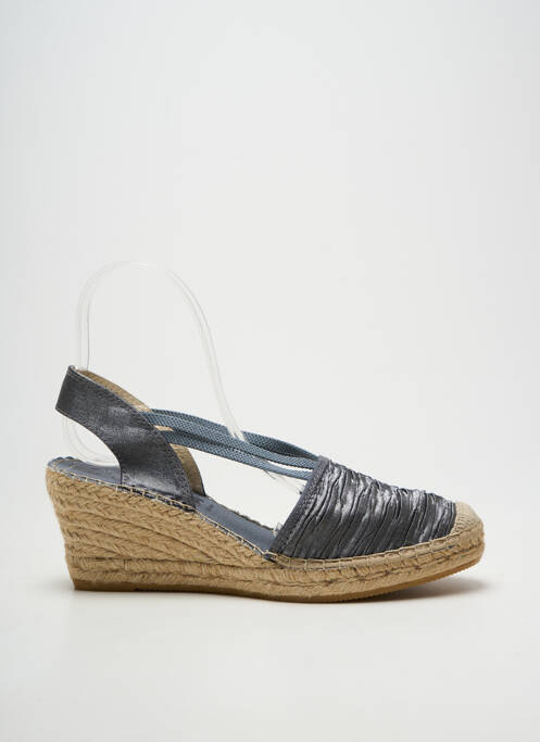 Espadrilles tissage satiné talon de 7 à 9cm gris LA MAISON DE L'ESPADRILLE femme