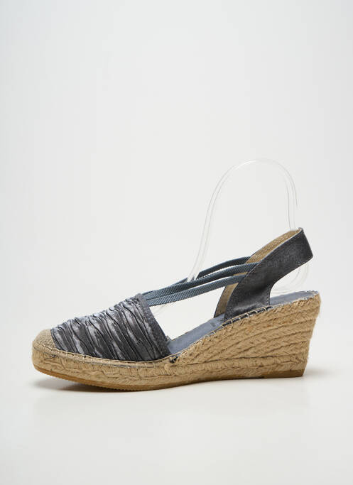 Espadrilles tissage satiné talon de 7 à 9cm gris LA MAISON DE L'ESPADRILLE femme