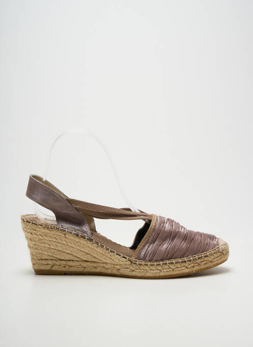 Espadrilles tissage satiné talon de 7 à 9cm beige LA MAISON DE L'ESPADRILLE femme