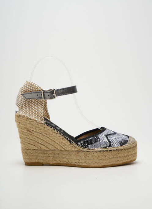 Espadrilles bout rond talon de 7 à 9cm argent LA MAISON DE L'ESPADRILLE femme
