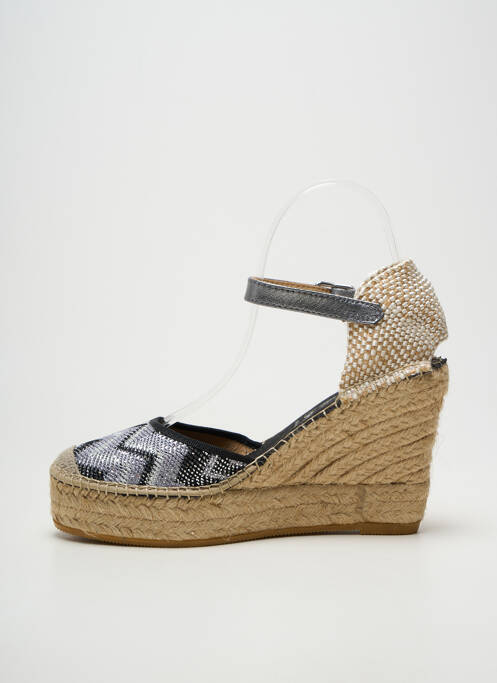Espadrilles bout rond talon de 7 à 9cm argent LA MAISON DE L'ESPADRILLE femme