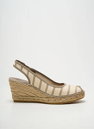 Espadrilles bout ouvert talon de 7 à 9cm beige LA MAISON DE L'ESPADRILLE femme