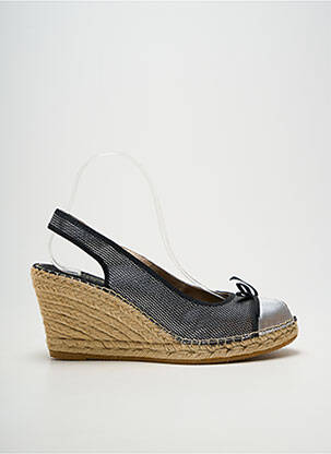 Espadrilles tissage satiné talon de 7 à 9cm argent LA MAISON DE L'ESPADRILLE femme