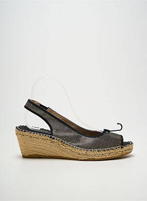 Espadrilles tissage satiné talon de 4 à 6cm noir LA MAISON DE L'ESPADRILLE femme