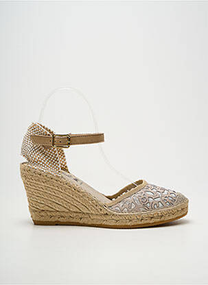 Espadrilles tissage satiné talon de 7 à 9cm beige LA MAISON DE L'ESPADRILLE femme
