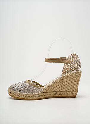 Espadrilles tissage satiné talon de 7 à 9cm beige LA MAISON DE L'ESPADRILLE femme