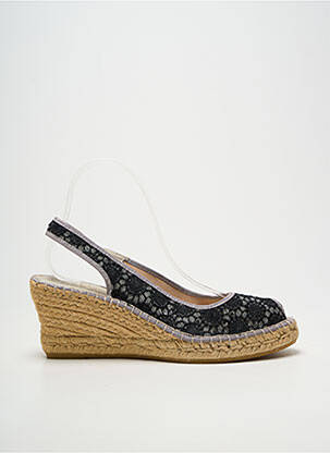 Espadrilles bout ouvert talon de 7 à 9cm noir LA MAISON DE L'ESPADRILLE femme