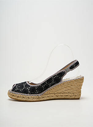 Espadrilles bout ouvert talon de 7 à 9cm noir LA MAISON DE L'ESPADRILLE femme