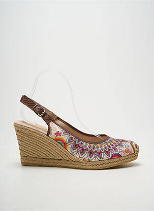 Espadrilles tissage satiné talon de 7 à 9cm marron LA MAISON DE L'ESPADRILLE femme