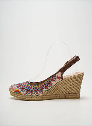 Espadrilles tissage satiné talon de 7 à 9cm marron LA MAISON DE L'ESPADRILLE femme