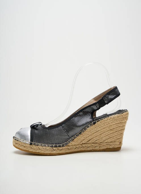 Espadrilles tissage satiné talon de 7 à 9cm argent LA MAISON DE L'ESPADRILLE femme