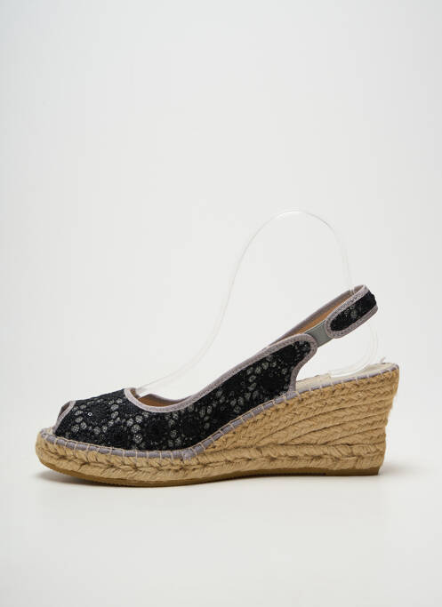 Espadrilles bout ouvert talon de 7 à 9cm noir LA MAISON DE L'ESPADRILLE femme