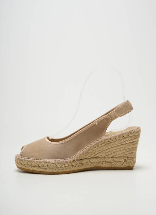 Espadrilles bout ouvert talon de 7 à 9cm beige LA MAISON DE L'ESPADRILLE femme