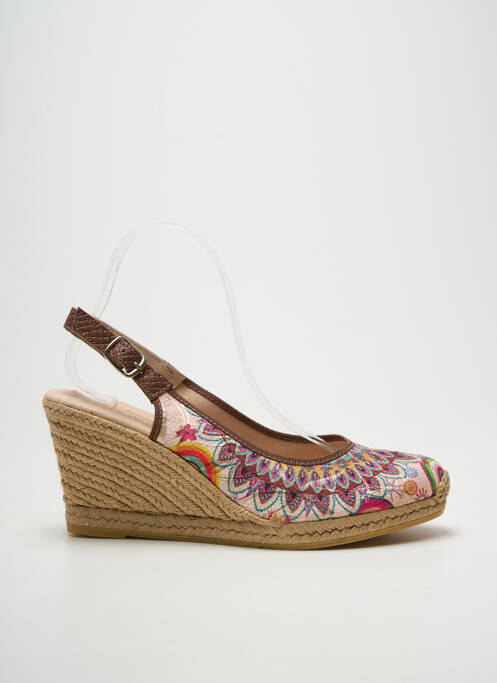 Espadrilles tissage satiné talon de 7 à 9cm marron LA MAISON DE L'ESPADRILLE femme