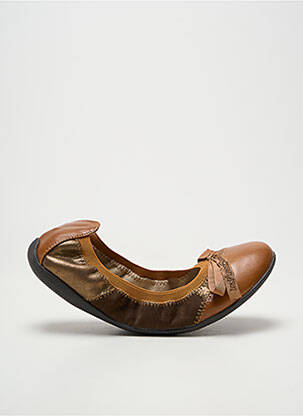 Ballerines tissage satiné talon plat jusqu'à 3cm marron LES P'TITES BOMBES femme