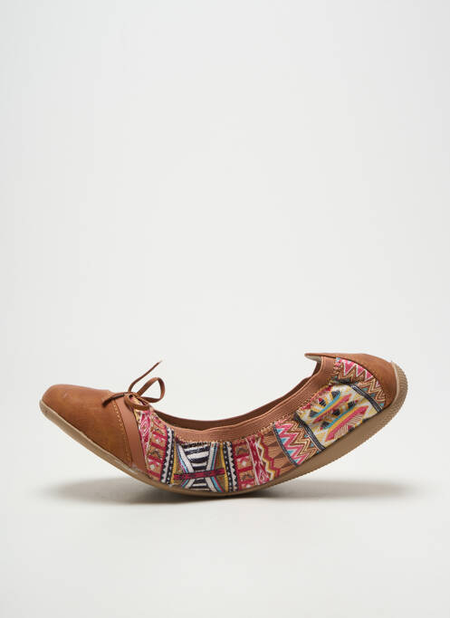 Ballerines tissage satiné talon plat jusqu'à 3cm marron LES P'TITES BOMBES femme