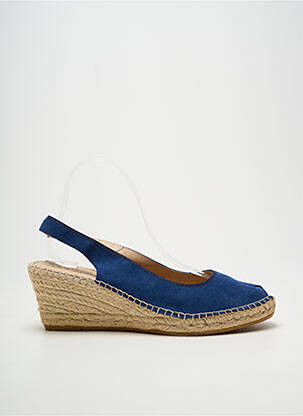 Espadrilles bout ouvert talon de 4 à 6cm bleu LA MAISON DE L'ESPADRILLE femme