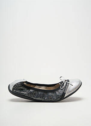 Ballerines tissage satiné talon plat jusqu'à 3cm argent LES P'TITES BOMBES femme