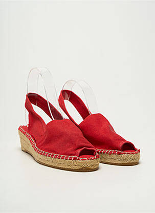 Espadrilles bout ouvert talon de 4 à 6cm rouge LA MAISON DE L'ESPADRILLE femme