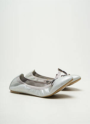Ballerines tissage satiné talon plat jusqu'à 3cm argent LES P'TITES BOMBES femme