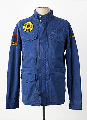 Blouson fermeture zippée sous rabat pressionné bleu DAYTONA homme