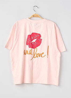 T-shirt sérigraphie floquée manches courtes rose ELISE CHALMIN femme