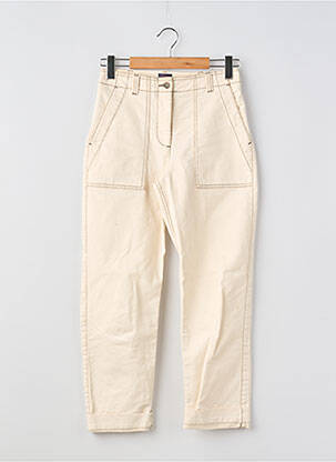 Pantalon droit fermeture zippée sous rabat boutonné taille normale beige BENSIMON femme