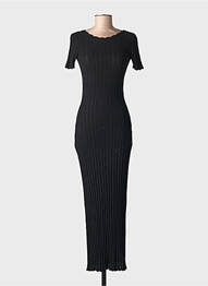 Robe longue manches courtes manches courtes noir LA MAILLE SÉZANE femme