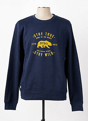 Sweat-shirt sérigraphie floquée manches longues bleu DAYTONA homme