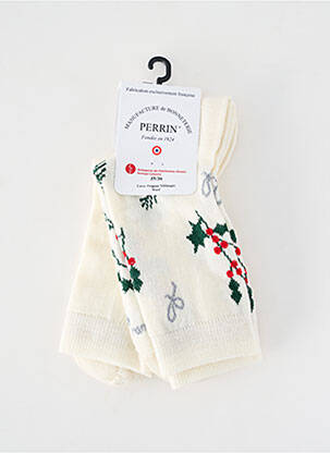 Chaussettes imprimé fantaisie beige PERRIN femme